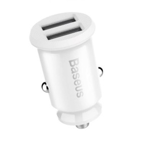 CARICABATTERIA DA AUTO BASEUS "GRAIN CAR CHARGER" 2X USB 5V 3.1A (BIANCO)