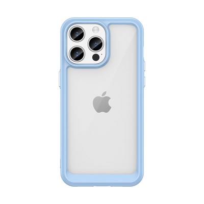 Custodia rinforzata con cornice elastica cover per iPhone 15 Pro Max - Blu