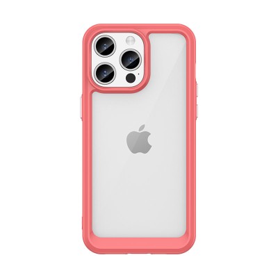 Custodia rinforzata con cornice elastica cover per iPhone 15 Pro Max - Arancione