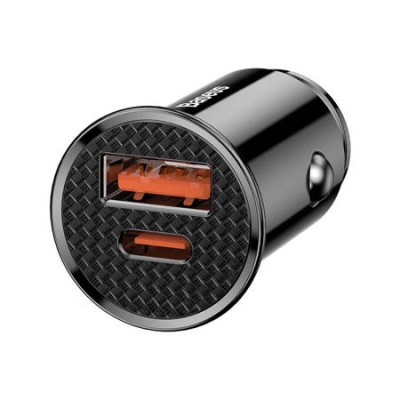 Caricabatteria da auto circolare Baseus PD QC4.0+ 5A 30W (nero)