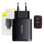 Caricabatterie Baseus Caricatore rapido compatto, 2xUSB, USB-C, PD, 3A, 30W