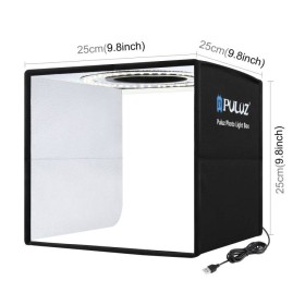 Box studio Fotografico LightBox 25 x 20 x 20 cm LED Mini Light con 12 sfondi rimovibili