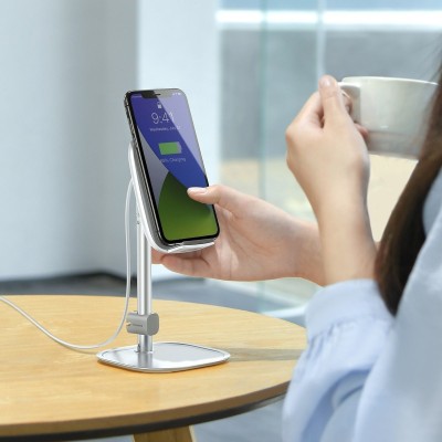 Porta Cellulare Supporto smartphone Telefono da tavolo telescopico con ricarica wireless Baseus SUWY-D0R