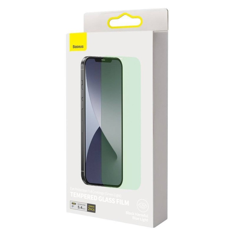 PROTEZIONE TOTALE Protezione schermo Display in Vetro temperato iPhone 12  mini verde a copertura totale con filtro anti luce bl